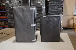 Detailaufnahme des Safe2Go Verpackungssystems zeigt Material, Verarbeitung und Funktionen der Mehrweg-Transportverpackung.